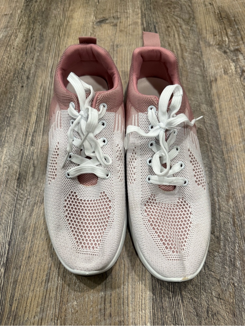 Women's Pink Knit Lace-Up Casual Sneakers